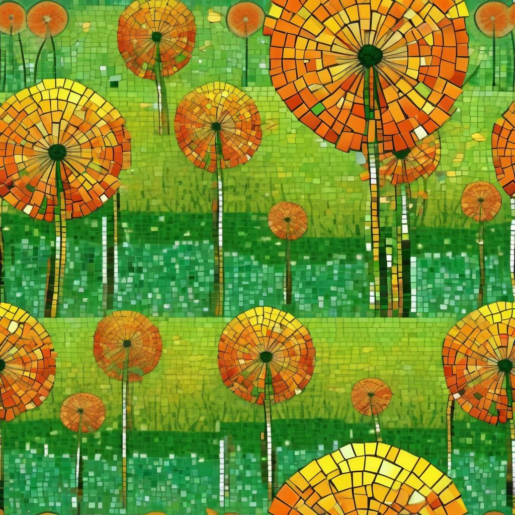 Vibrant Dandelion Blooms in a Mosaic Masterpiece