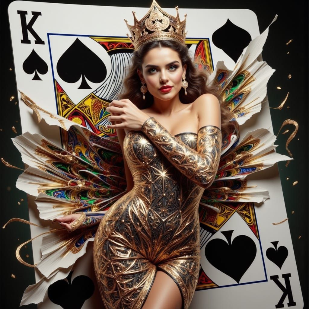 Margot Robbie as Queen of Hearts in Vibrant, Abstract Art