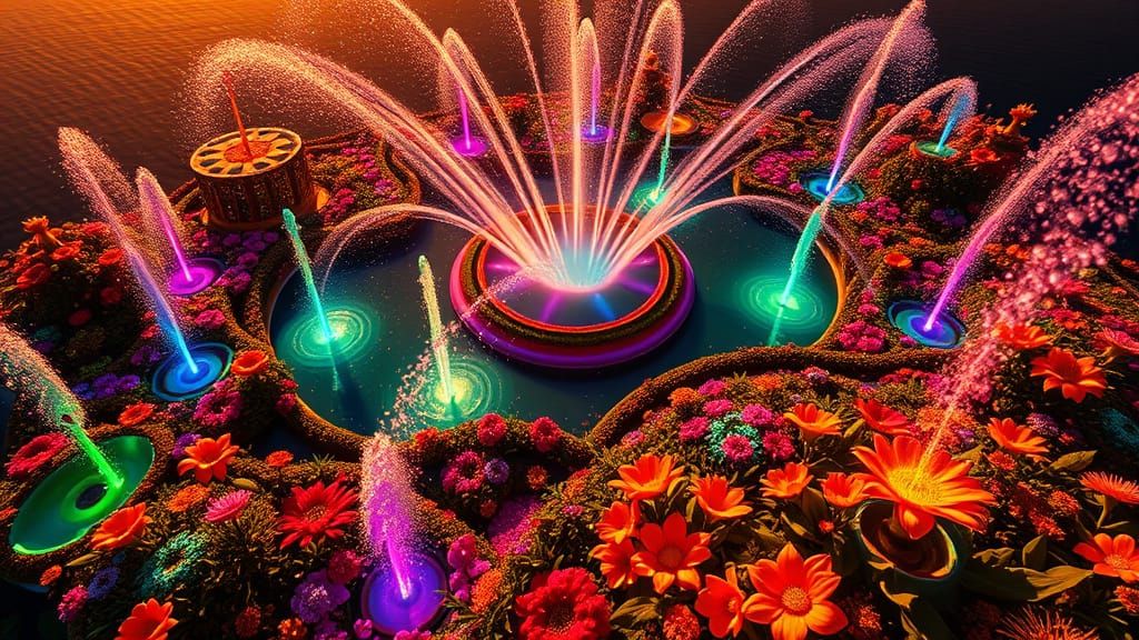 Surreal Island Oasis in Vibrant Bloom