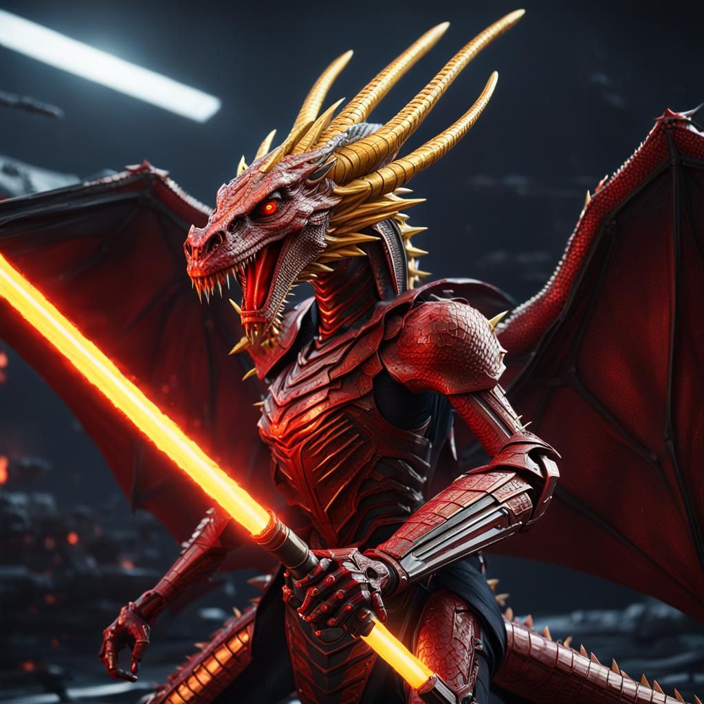 Dragon Attacks Sith Warrior with Lightsaber