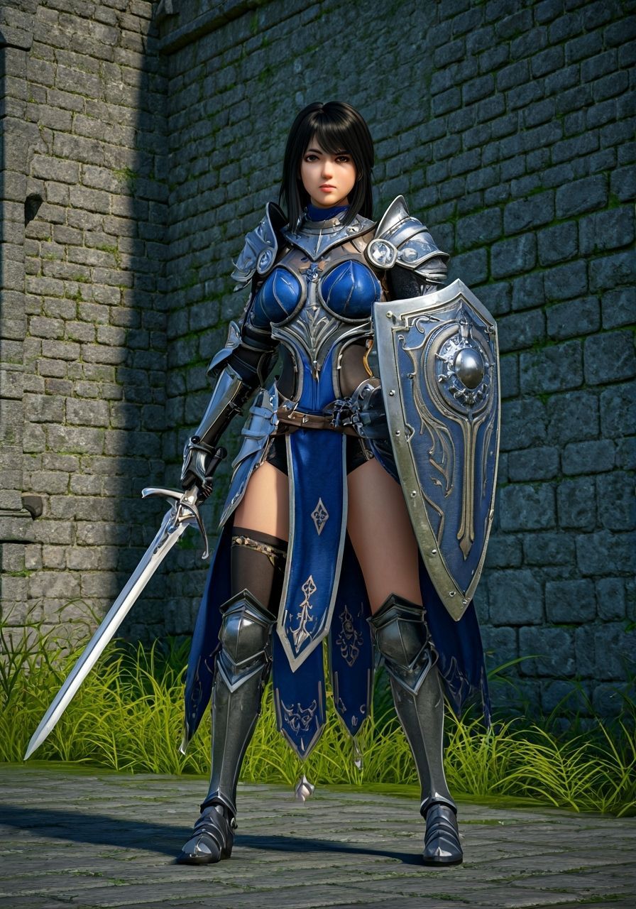 Anime Warrior in Battle-Ready Stance