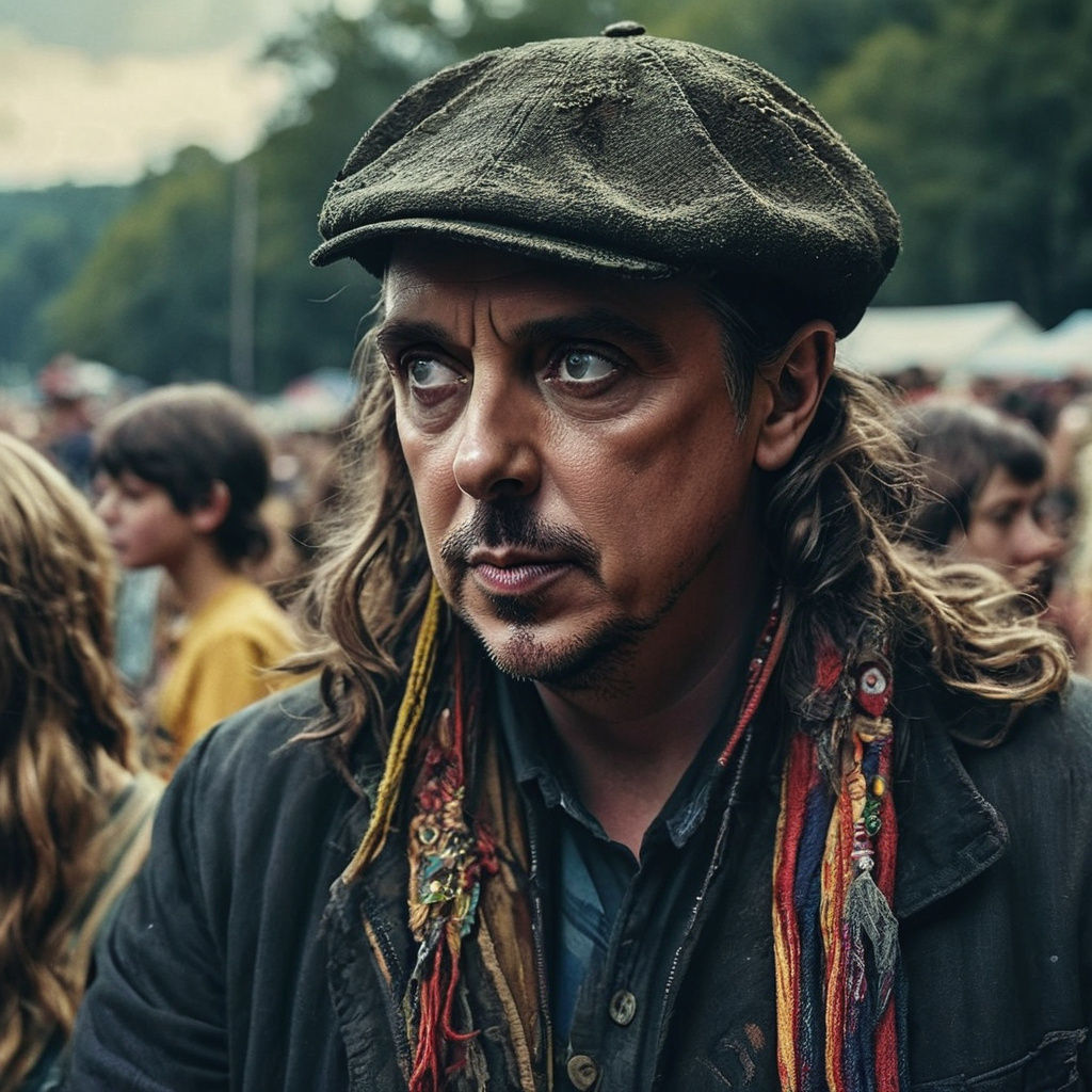 Woodstock Hippie Portrait in Cinematic Film Style