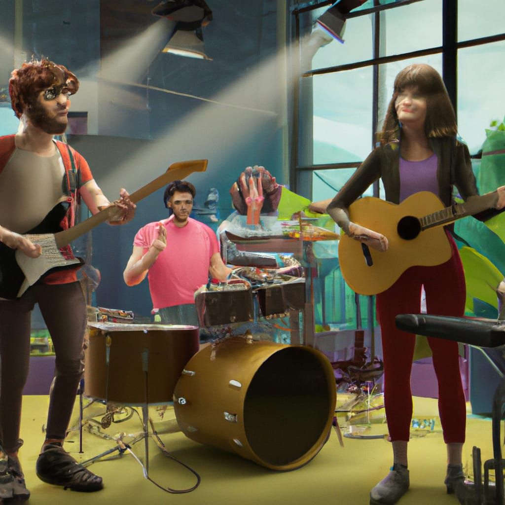 Indie Rock Band Live Concert, Realistic 8k Detail