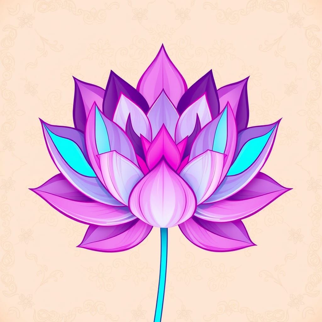 Vibrant Abstract Lotus Petal Pattern in Digital Art Style