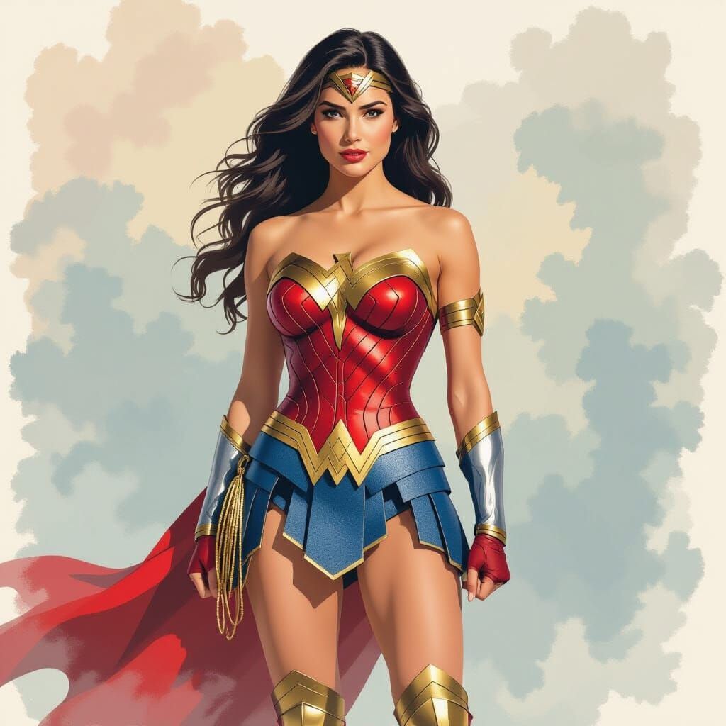 Wonder Woman Cosplay in Watercolor Style