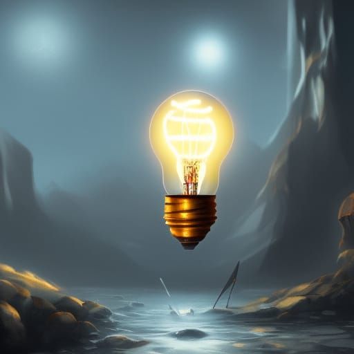 Detailed Lightbulb Matte Painting in Deep Color