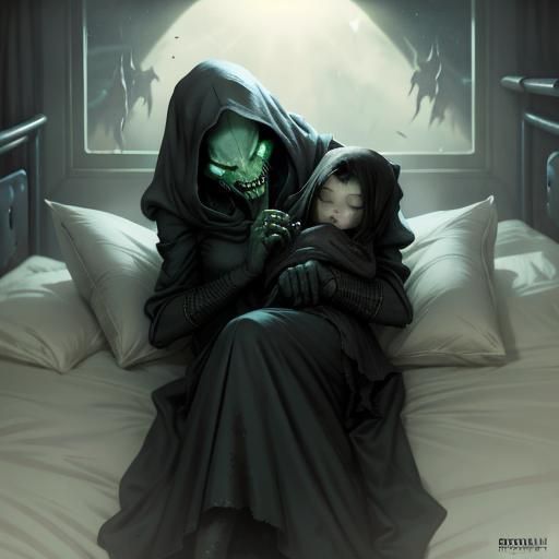 Sinister Grey Aliens Visit Sleeping Girl