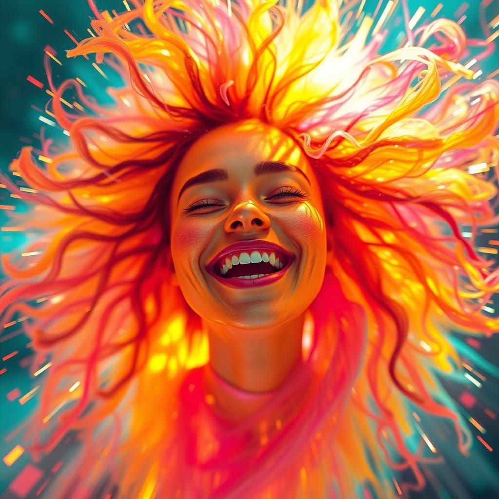 Abstract Happiness Embodiment in Hyperrealistic Style