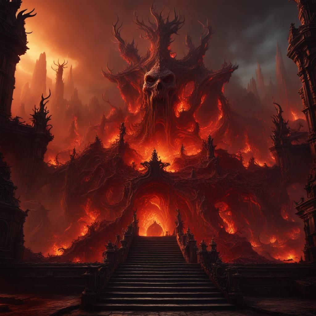 Detailed Matte Painting of a Fantastical Hellscape