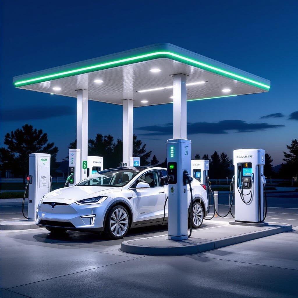 Futuristic Hydrogen and EV Charging Station