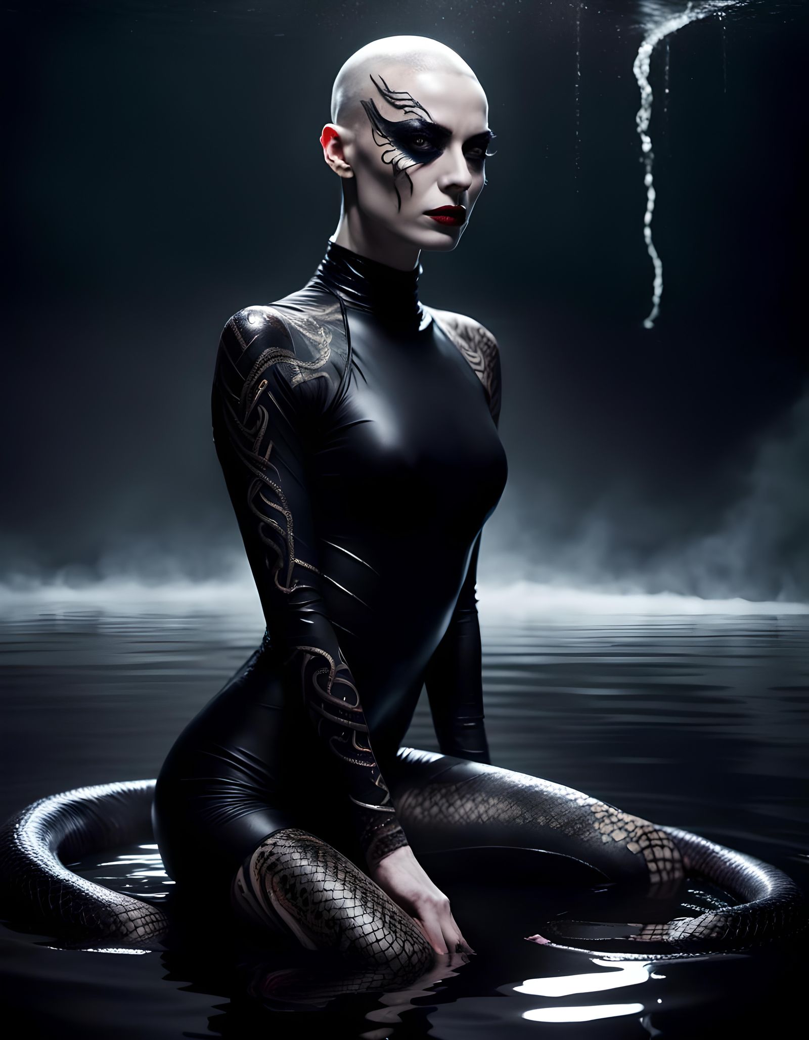 Eerie Contortionist Emerges from Dark Water