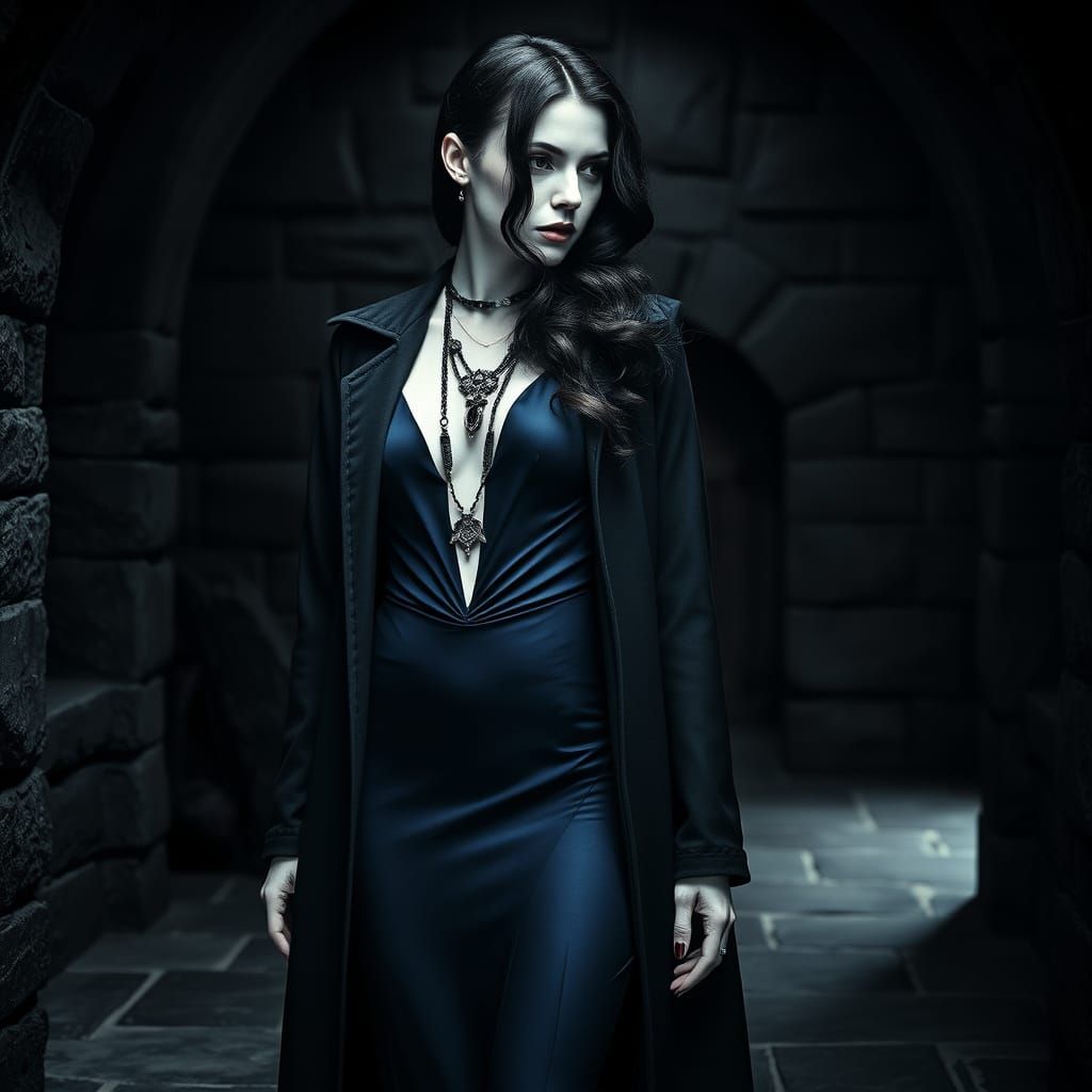 Gothic Vampire Courtier in Castle, Giger Style