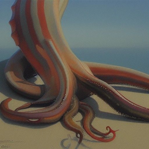 Squid in Oil Painting Style