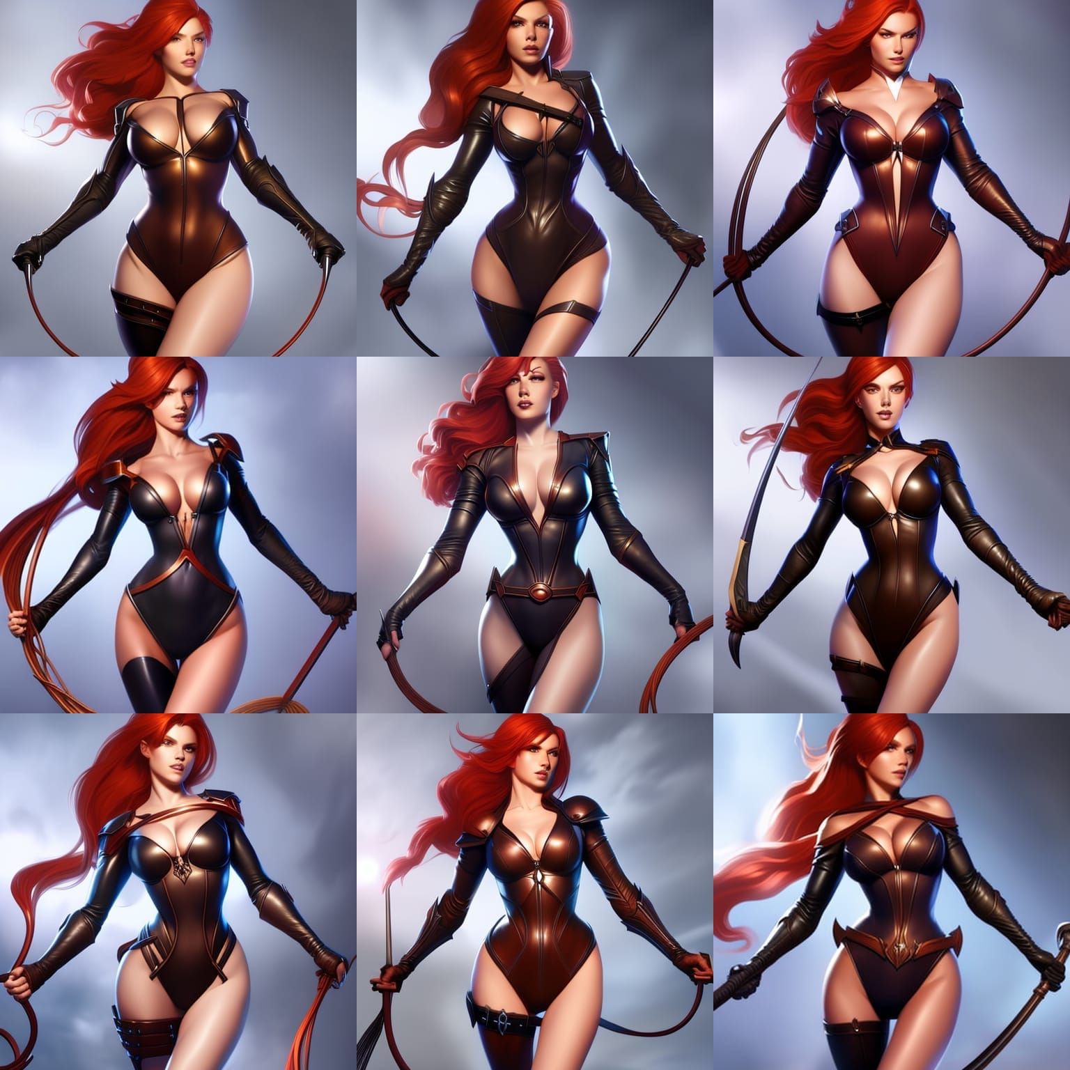 Red-Haired Woman in Latex Bodysuit Portrait
