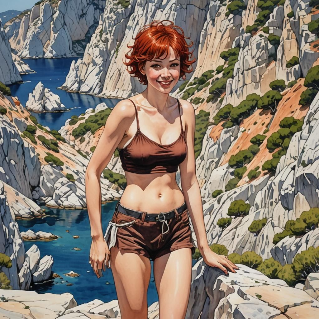 Nude Woman in Marseille, Anime Comic Art