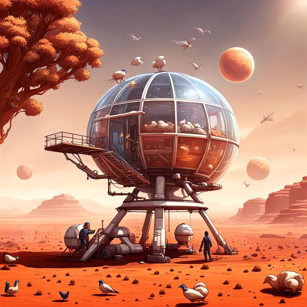Utopian Life on Mars with Thriving Nature