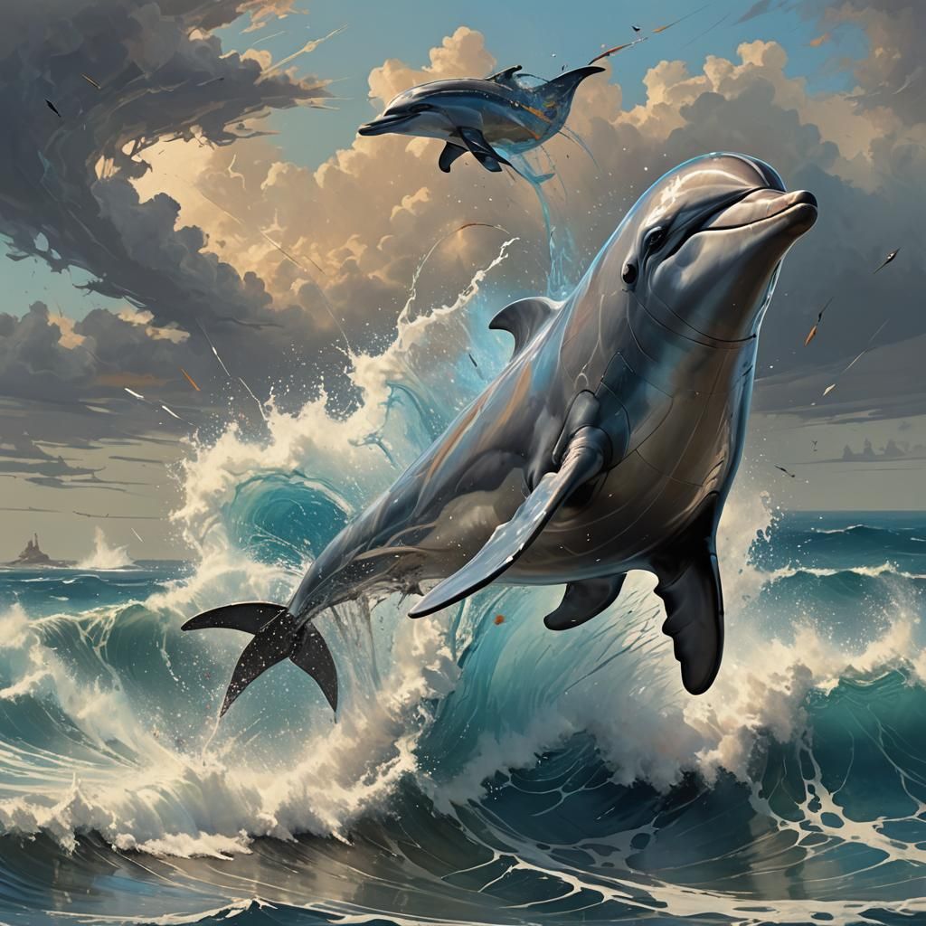 Dolphin Javelin Throw in Futuristic Style