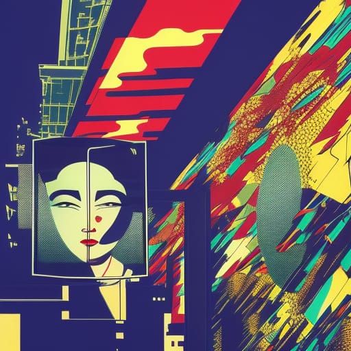 Surreal Cartoon Reflection in Retrofuturist Style