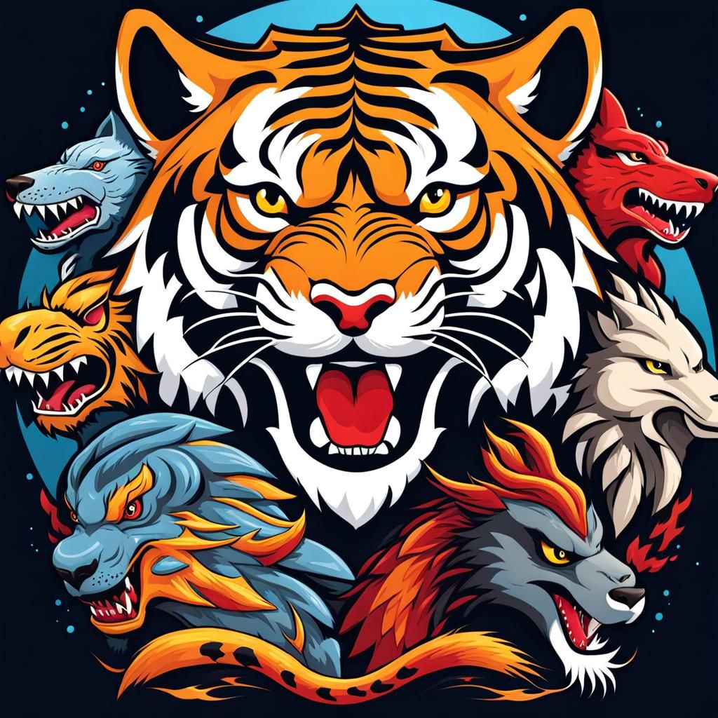 Fantastic Hybrid Creature: Tiger, Wolf, Dragon, Chicken, Sha...