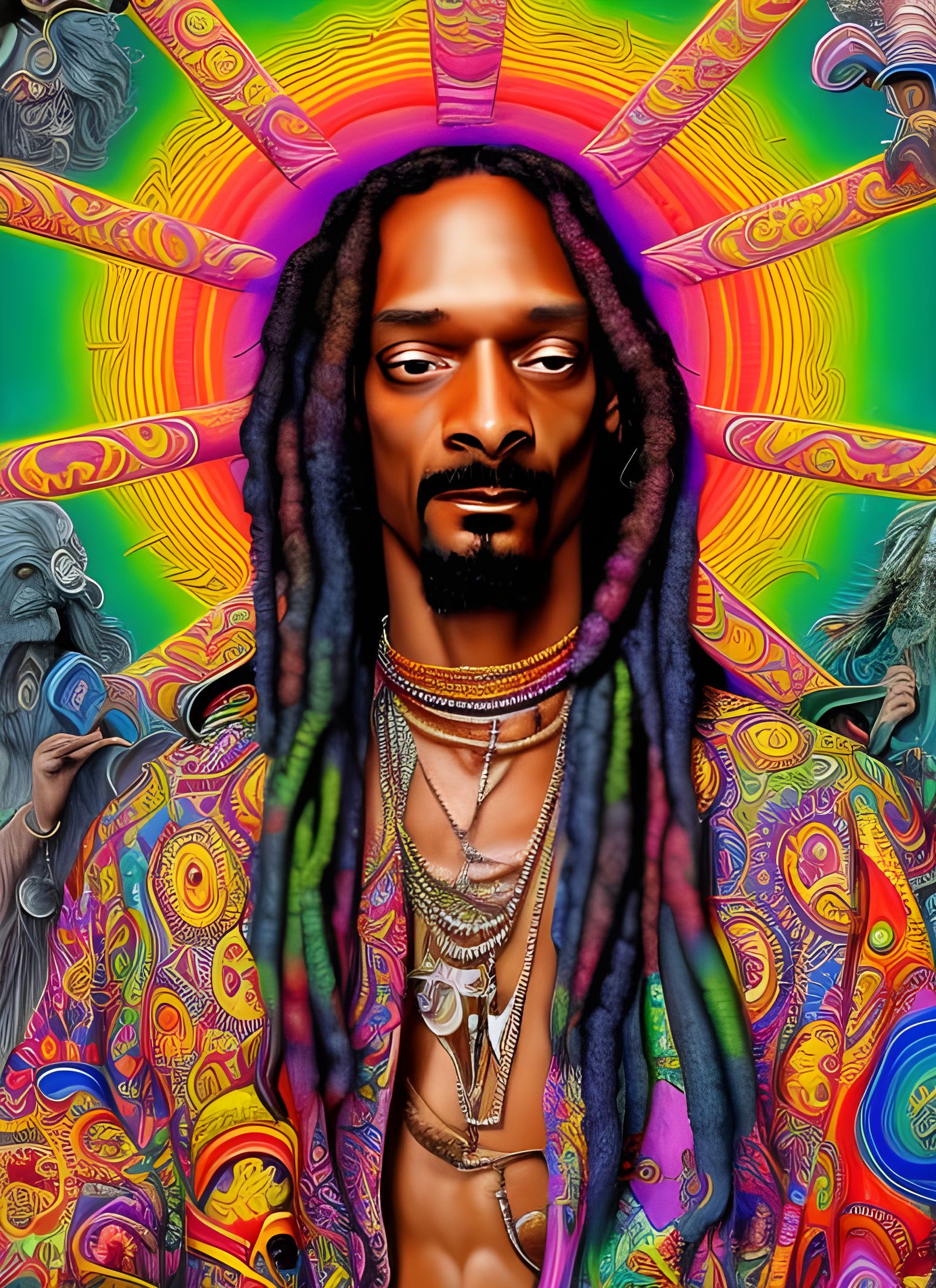 Psychedelic Snoop Dog Portrait in Ultra Realistic Style