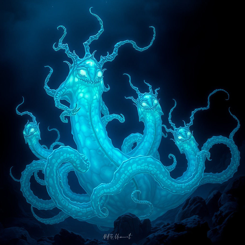 Bioluminescent Creatures in Deep Ocean Fantasy