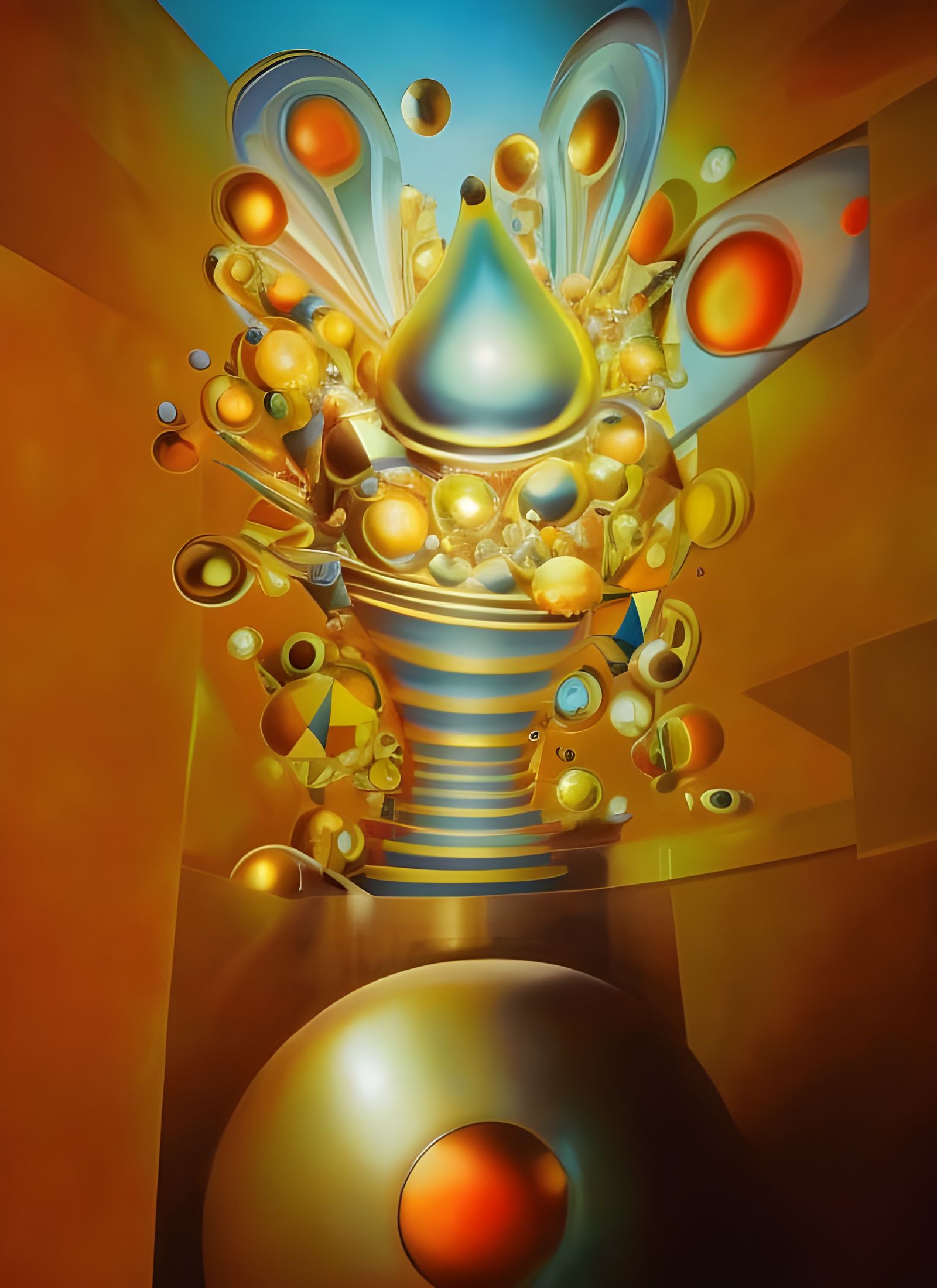 Geometric Abstract in Clear Coat Overglaze