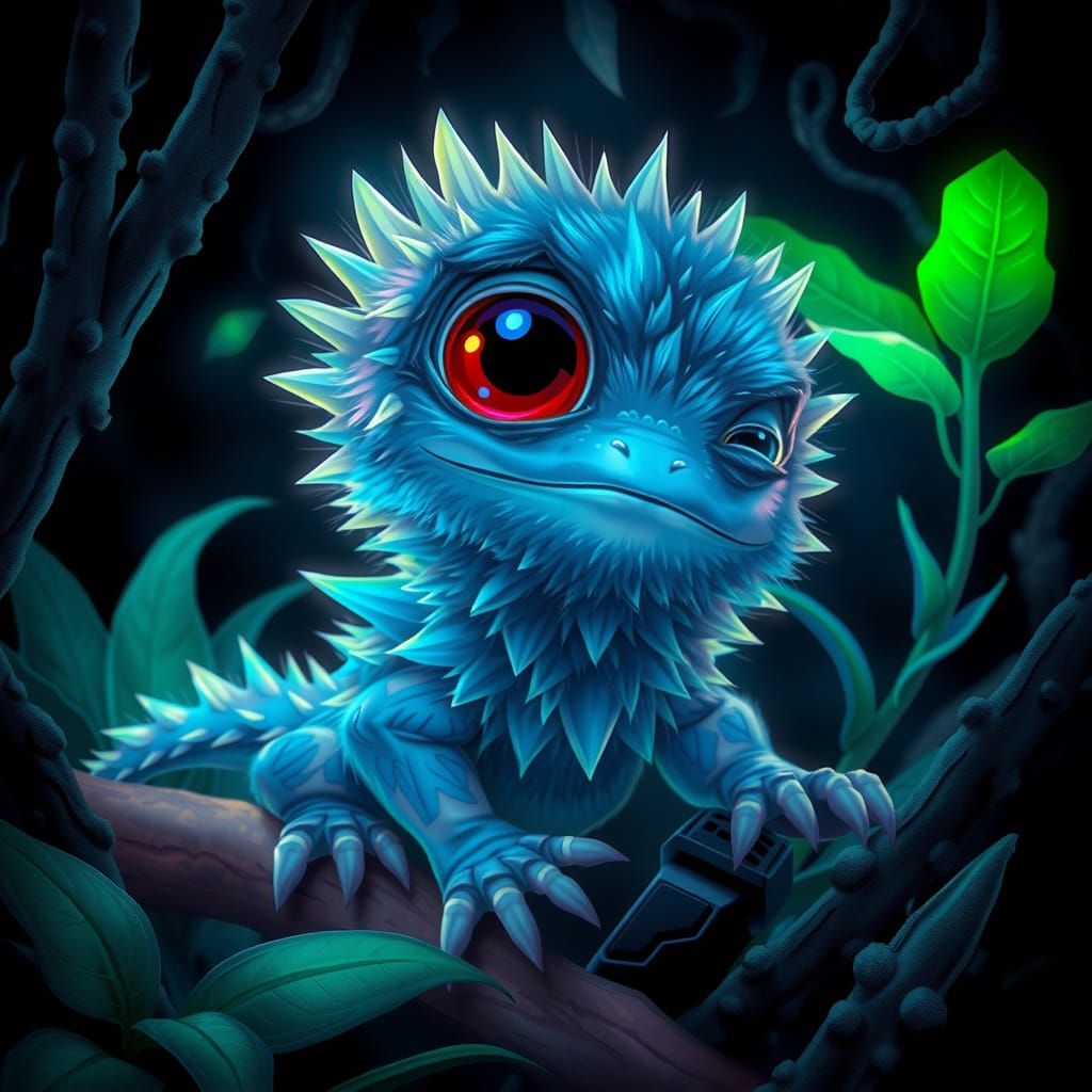 Whimsical Reptile in Iridescent Glow