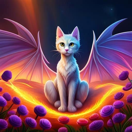 Hyperrealistic Cat Dragon in Intricate Detail