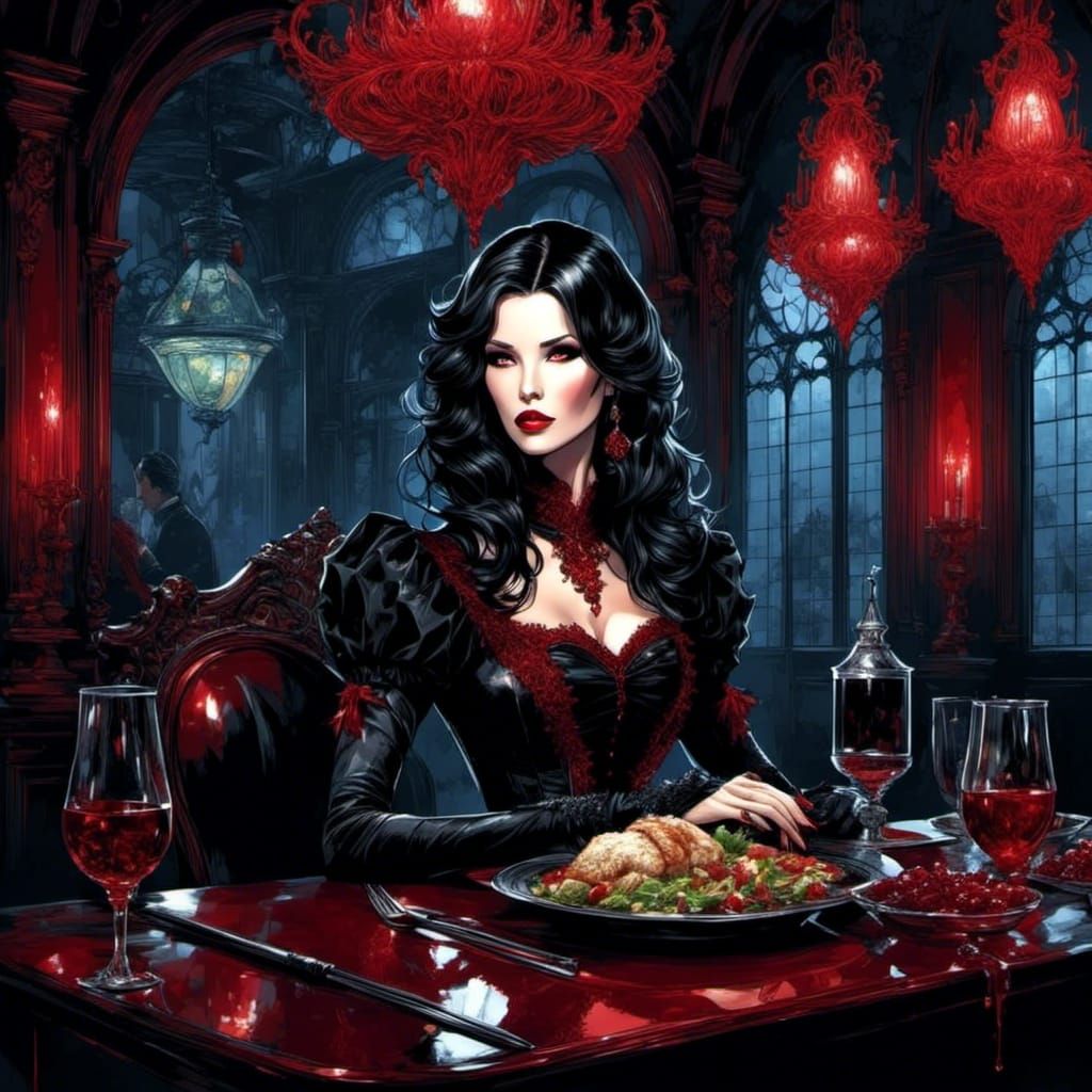 Gothic French Beauty in Bioluminescent Portrait