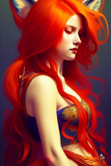 Majestic Fox Empress Portrait in Goth Style