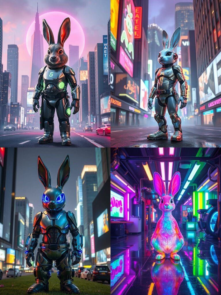 Cyberpunk Easter Bunny in Neon Dreamscape