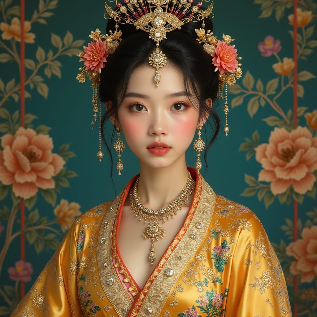 Luminescent Chinese Empress with Diamond Jewelry