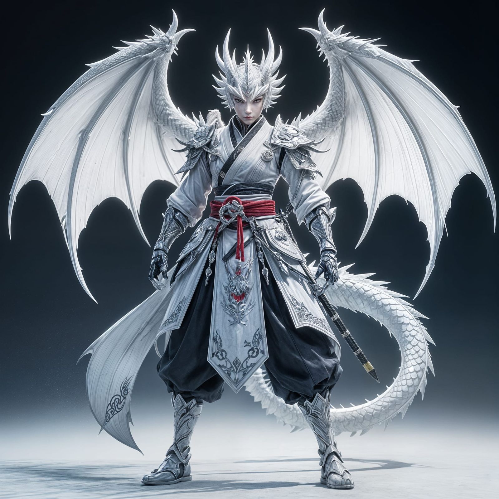 Anime Style Dragon Hybrid with Martial Arts Attire