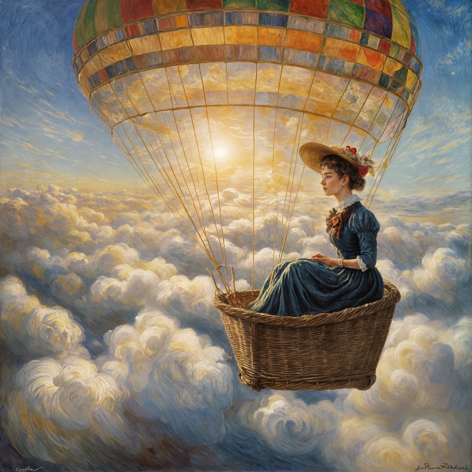 Belle Époque Beauty Soars Above the Clouds in Golden Light