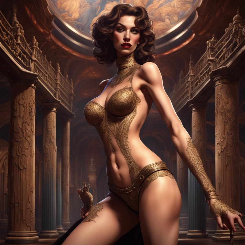 Statuesque Beauty in Pin-Up Style