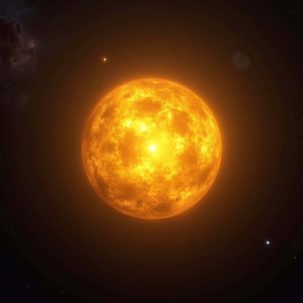 Radiant Yellow-Gold Star in Realistic Space Scene