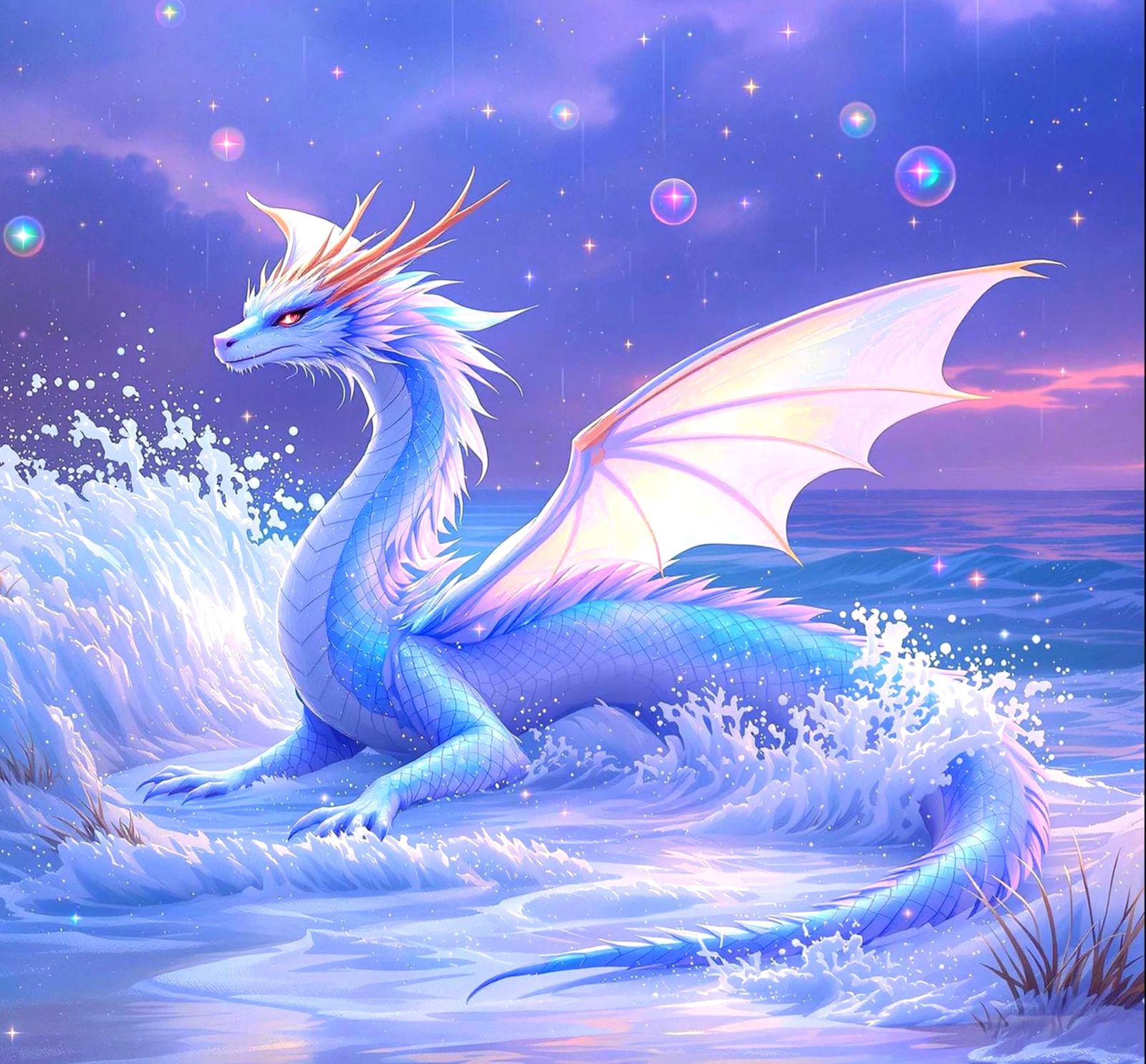 Ethereal Water Dragon Lands in Pristine Bay