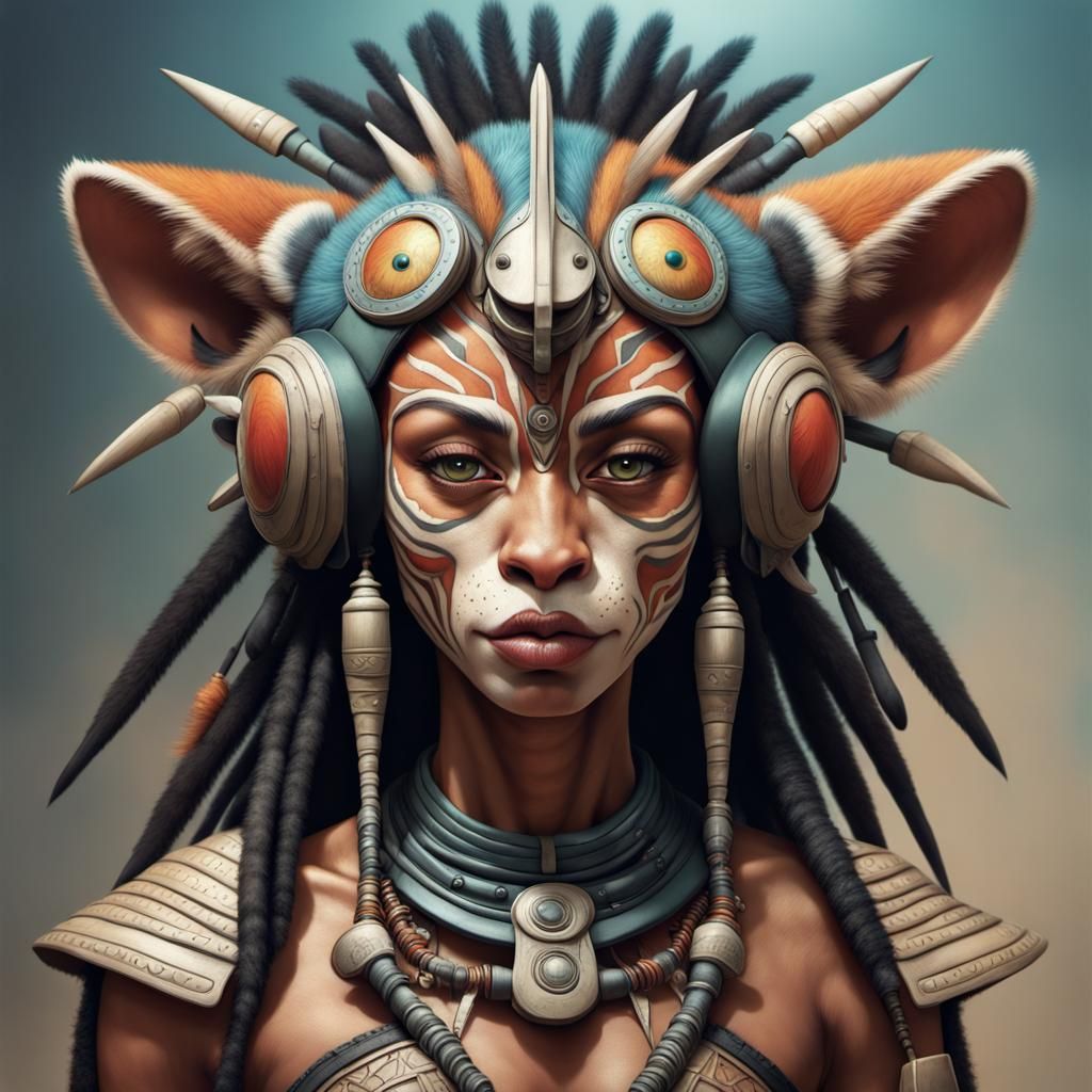 Cyberpunk Lemur Warrior in Dynamic Pose