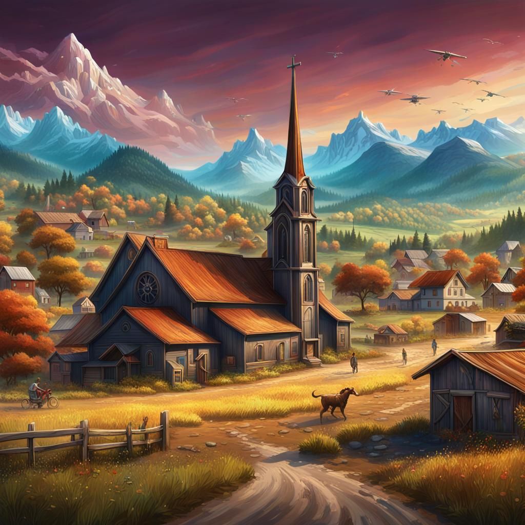Farm Town Native Sport: Detailed Matte Painting