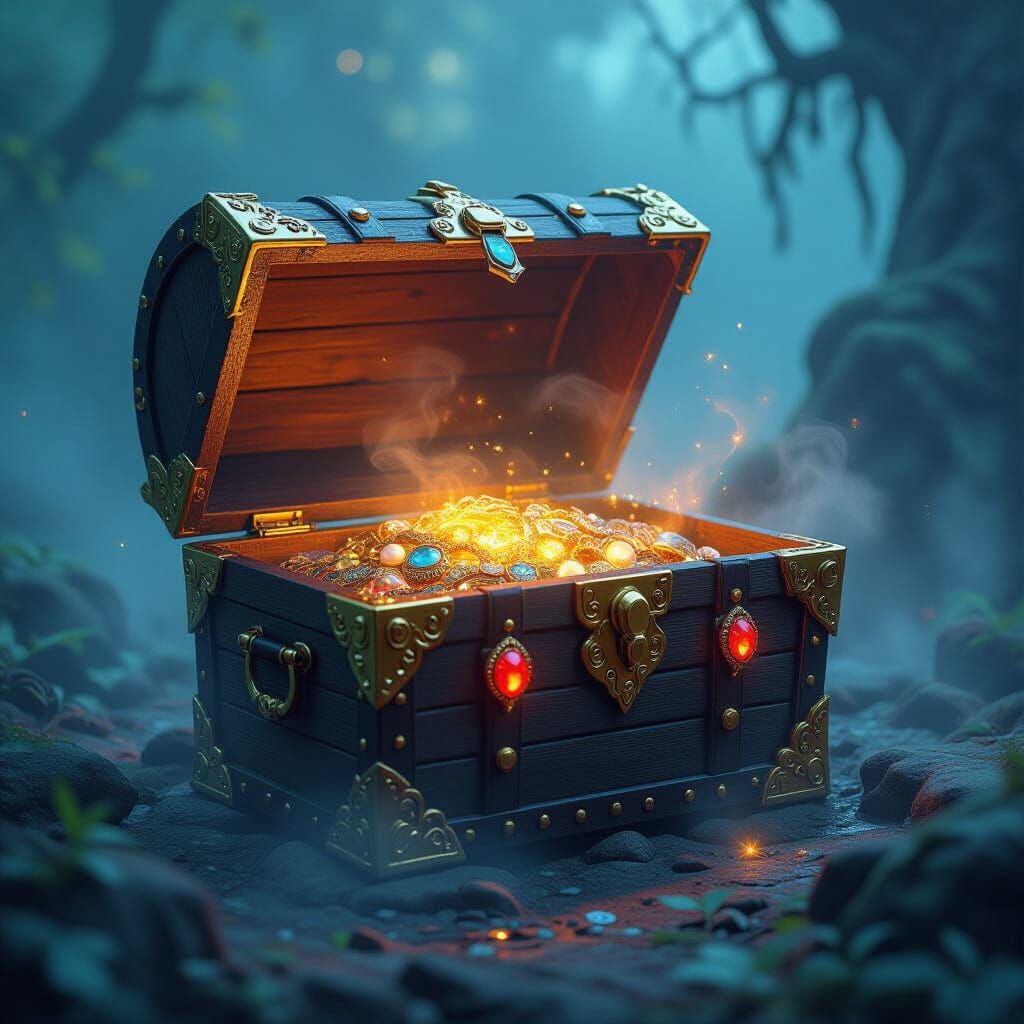 Mystical Treasure Chest in Ethereal Mist