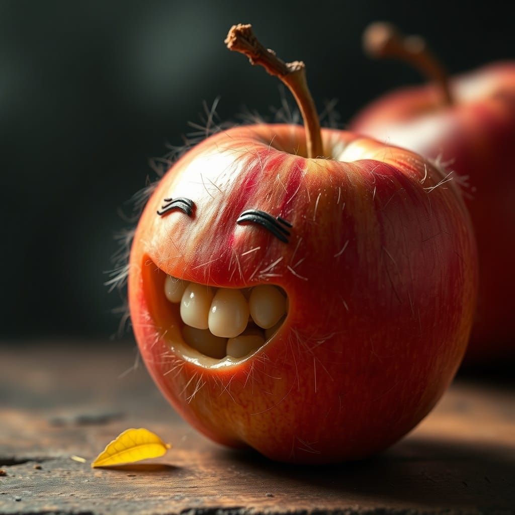 Surreal Toothy Hairy Apple
