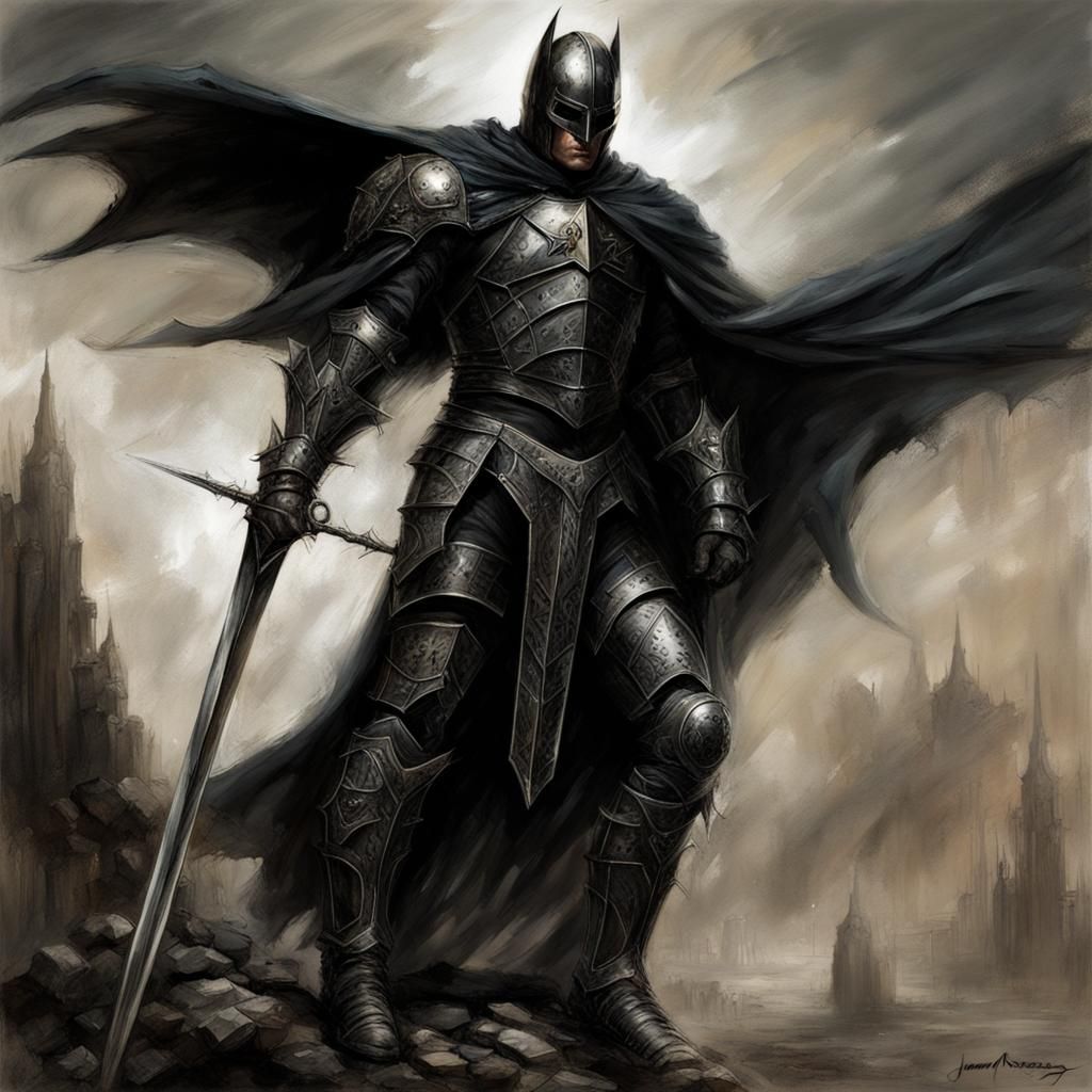 Epic Knight in Black Armor, Luis Royo Style