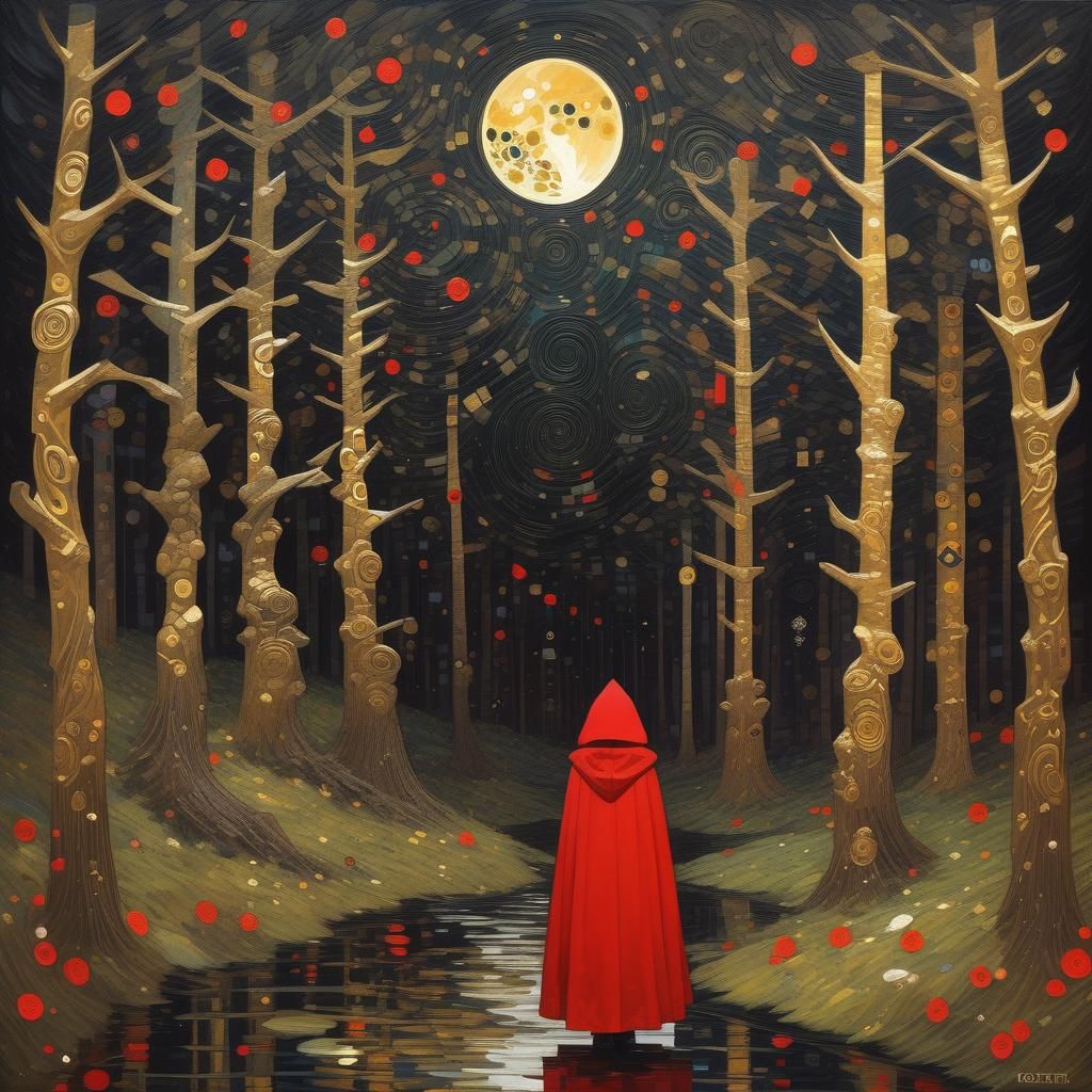 Little Red Riding Hood in Klimt Style