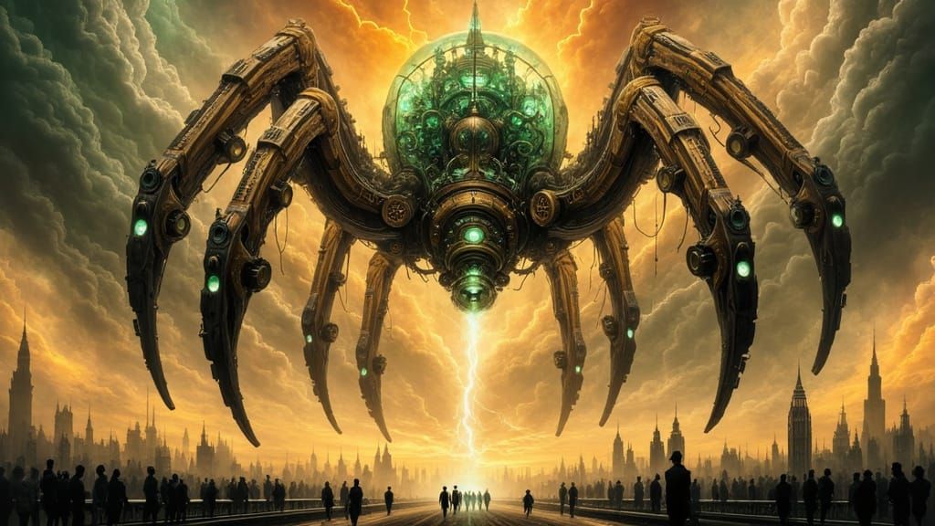 Colossal Steampunk War Machine Emerges Over Victorian London