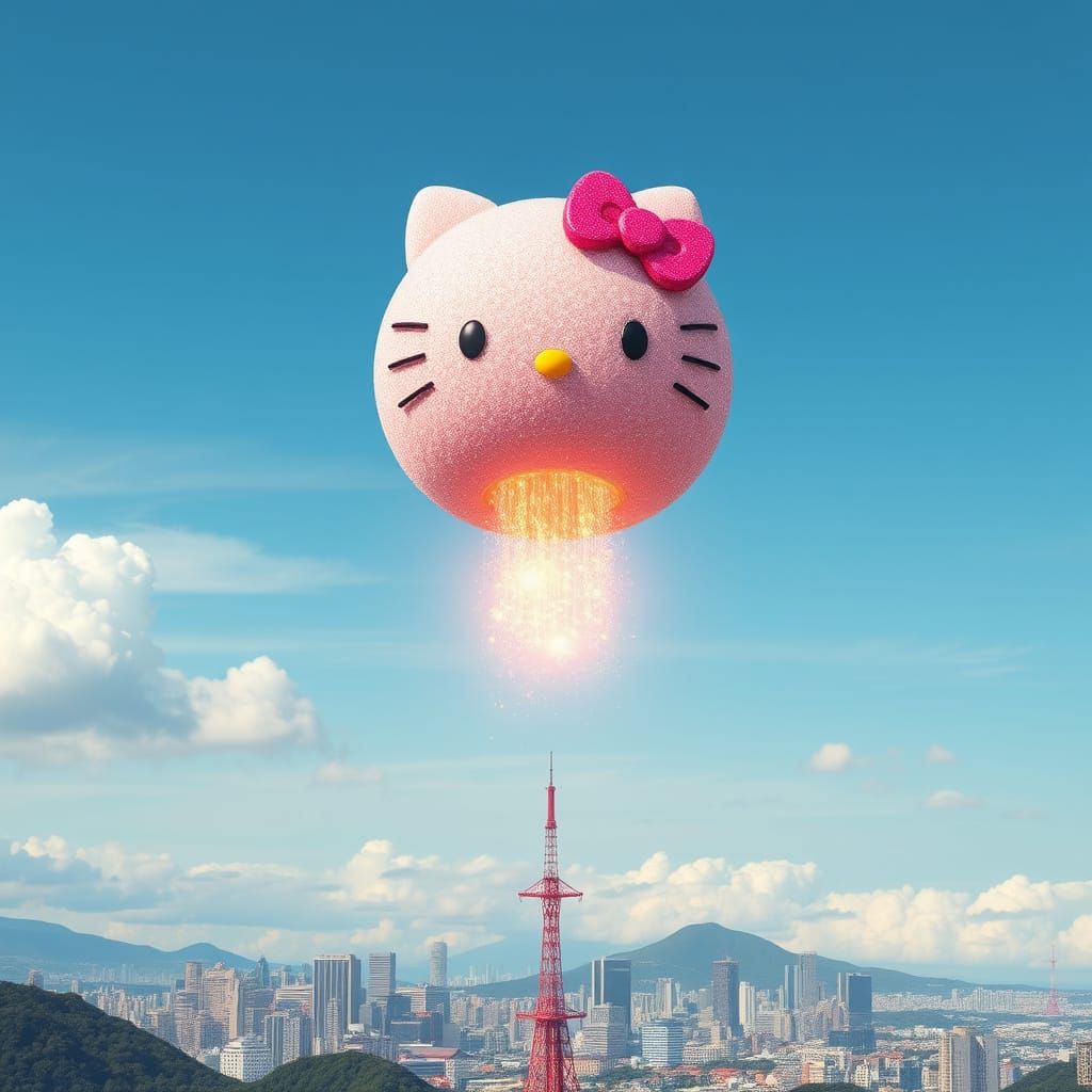 Hello Kitty Glitter Bomb over Japan