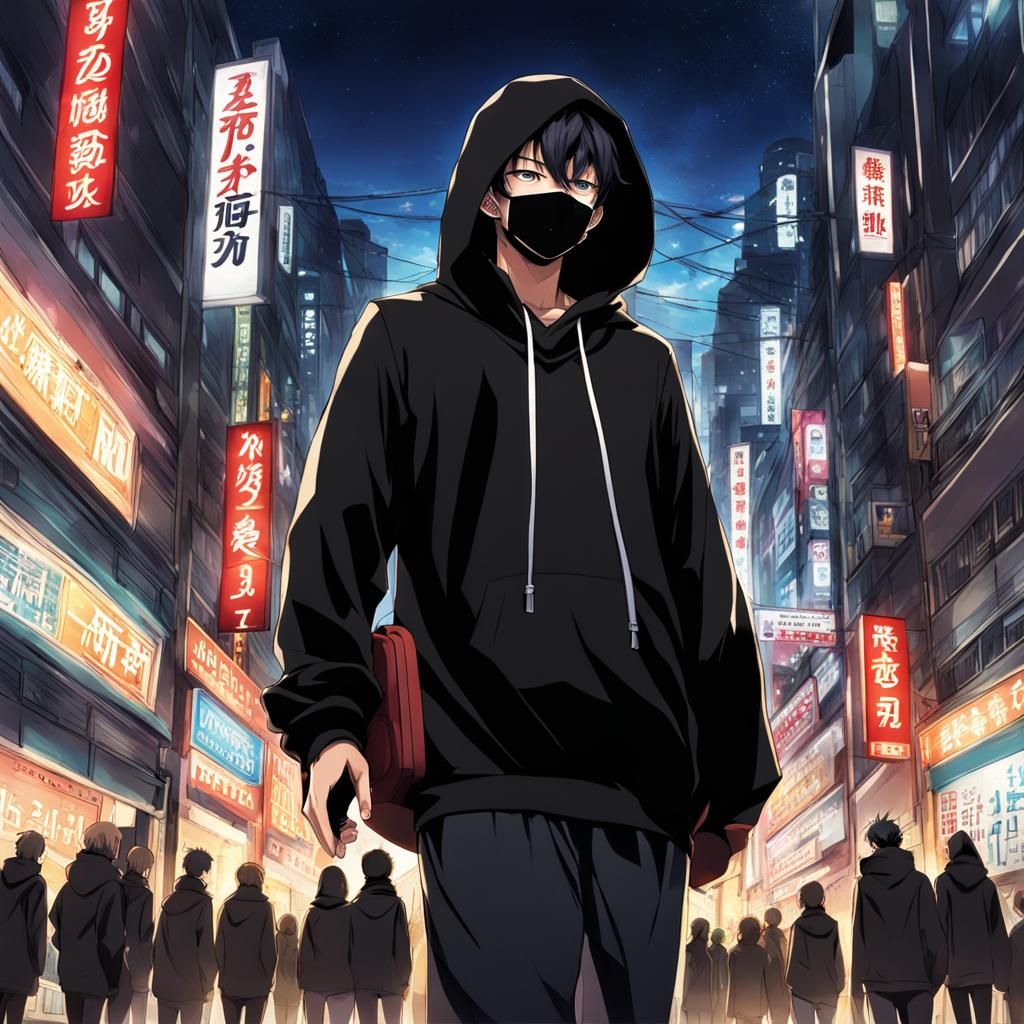 Anime Boy in Cityscape: Manga Style Illustration