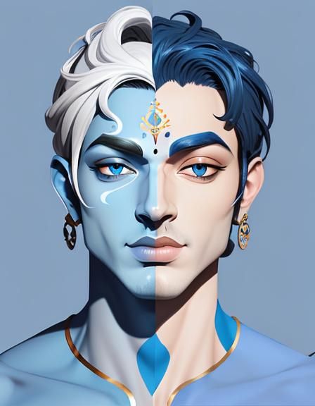 Krishna Portrait in Smooth Vector Art Style