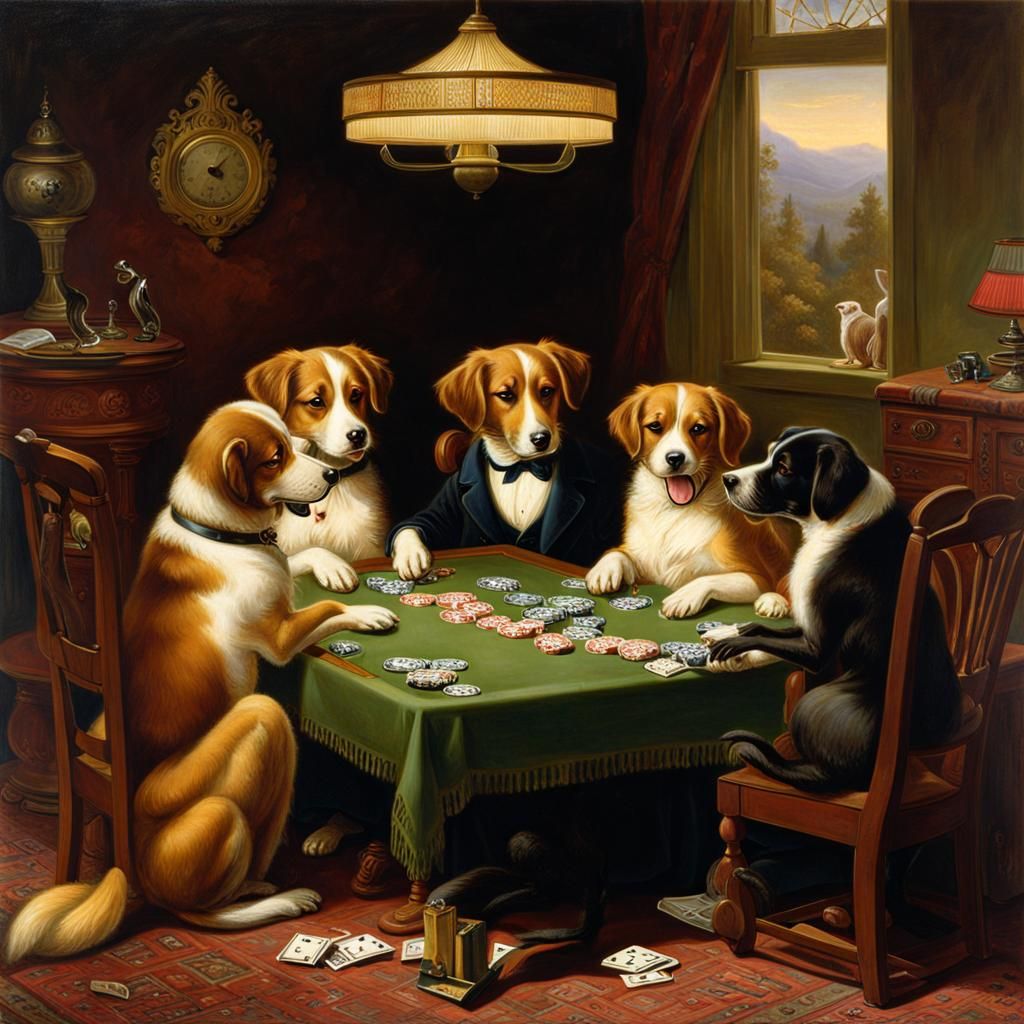 Dogs Playing Poker in Classic Style