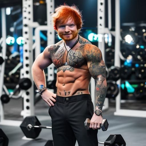 Ed Sheeran Bodybuilder: Detailed Photographic Portrait