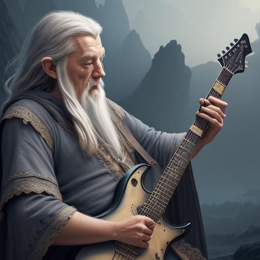 Gandalf Plays Guitar: Fantasy Concept Art
